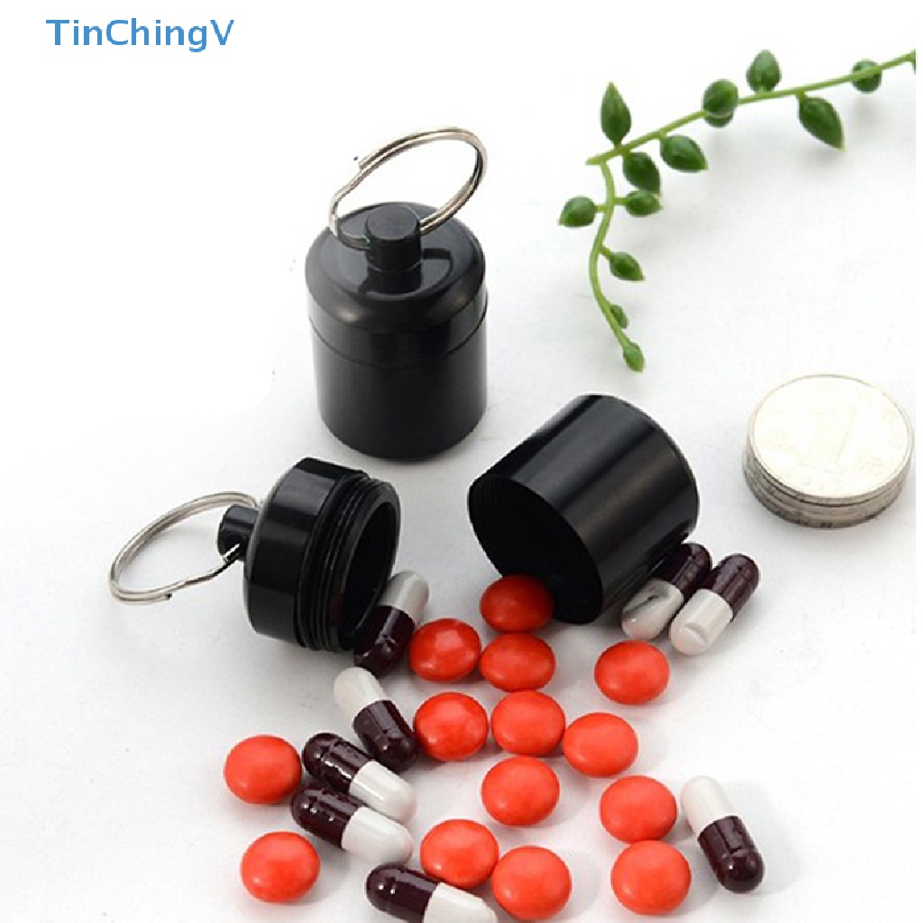 1 Hộp Đựng Thuốc Mini Bằng Hợp Kim Nhôm Chống Thấm Nước Có Móc Khóa Tiện Dụng