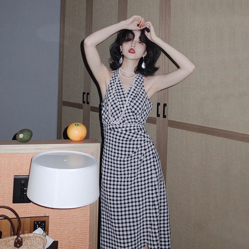 FXDAZI Đầm Hai Dây 22Ww F & X Dáng Ôm Eo Cao Thời Trang Xuân Thu Pháp Cổ Điển Sang Trọng Cho Nữ