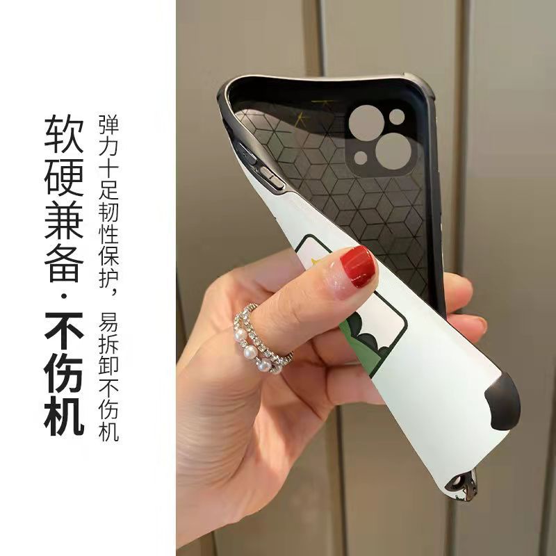 Ốp Điện Thoại Da Cừu Chống Sốc Hình Khủng Long Uống Trà Sữa Cho iPhone13 / 14 pro max Xr 11promax 67 / 8plus