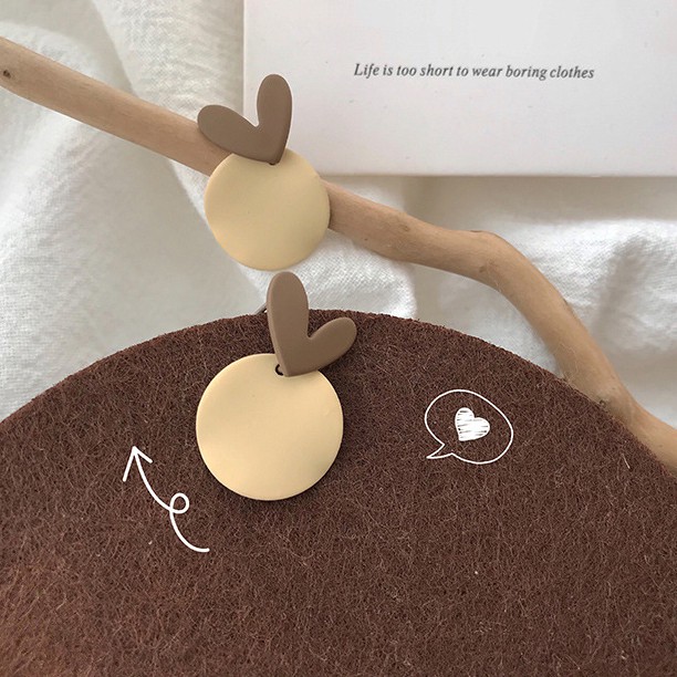 Bông tai hình tim kiểu dáng hàn quốc dể thương nữ tính - Mely 1402