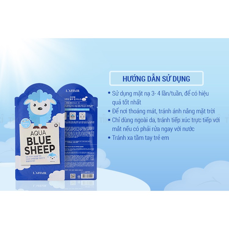 Mặt Nạ Rainbow L'affair Aqua Blue Sheep Mask Dưỡng Ẩm, Chống Lão Hóa, Mờ Thâm Nám Hộp 10 Miếng x 25ml