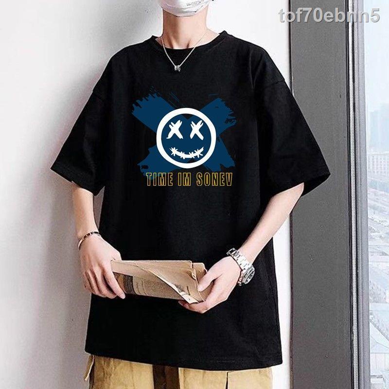 ⊕❐áo phông áo cộc tay nam cổ tròn kiểu mới thời thượng rộng rãi thoải mái phong cách Hongkong