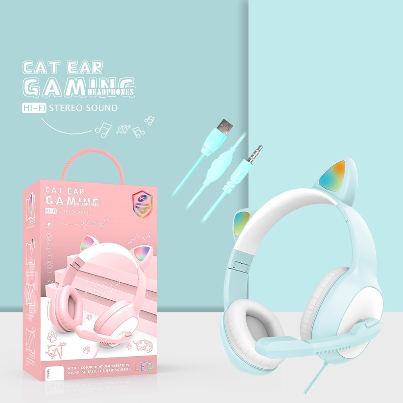 Tai Nghe Chơi Game Có Dây Hình Tai Mèo Dễ Thương Tích Hợp Micro Cổng Usb Âm Thanh 7.1 Có Thể Điều Chỉnh | BigBuy360 - bigbuy360.vn