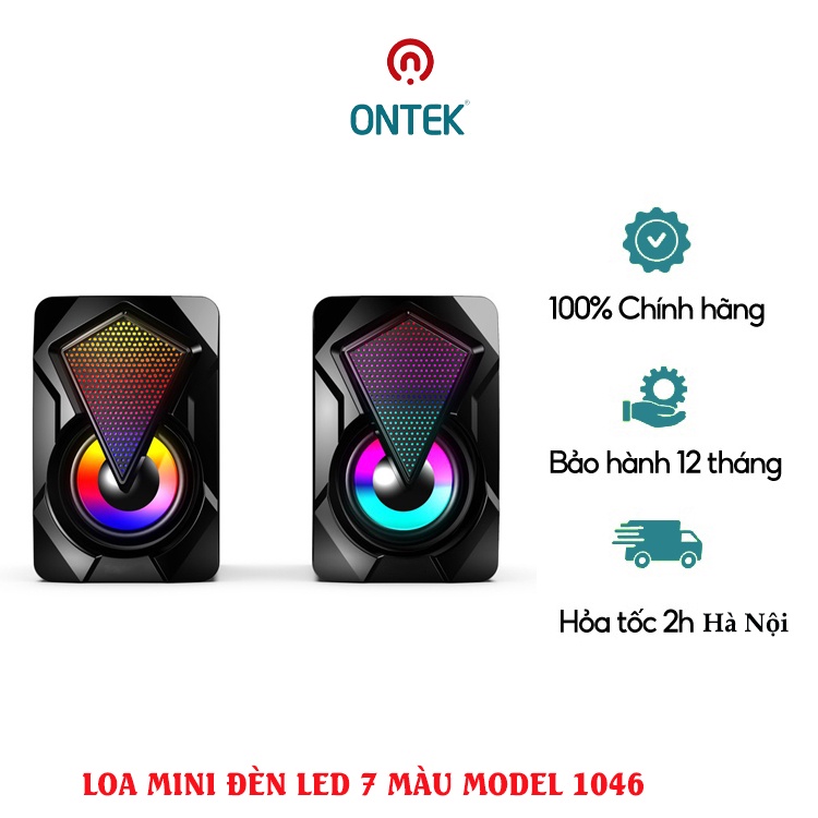 Loa vi tính mini 1046 để bàn cao cấp âm thanh siêu trầm có đèn led 7 màu Siêu đẹp