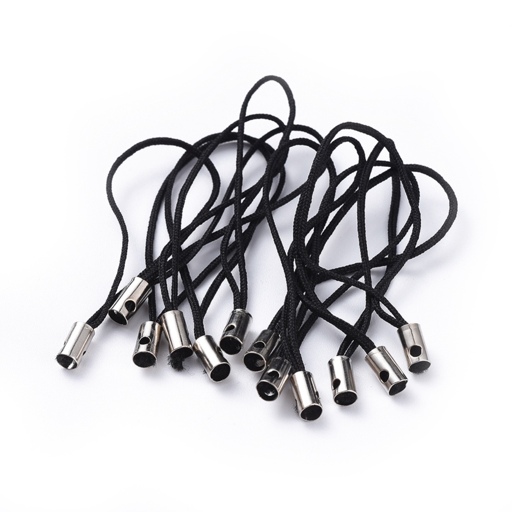 Set 33-100 Dây Đeo Điện Thoại Màu Đen Với Đầu Đồng Thau 45mm DIY