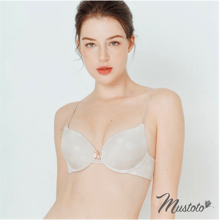 Áo Lót Nữ Trơn Mút Mỏng Có Gọng Họa Tiết Hoa Bra Anemone Thoải Mái (Mustoto MA40)