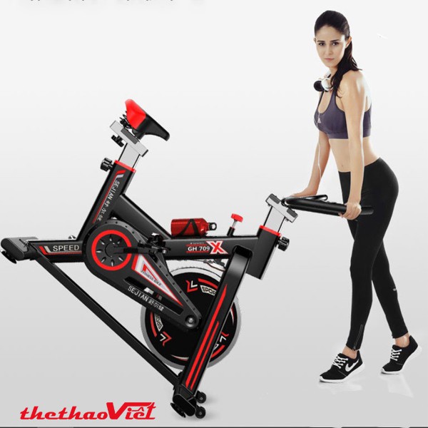 Xe đạp thể dục tại nhà, Xe đạp tập thể dục tại nhà, Cảm biến nhịp tim, Lò xo giảm sốc, HÀNG CHÍNH HÃNG Bảo hành 12 tháng