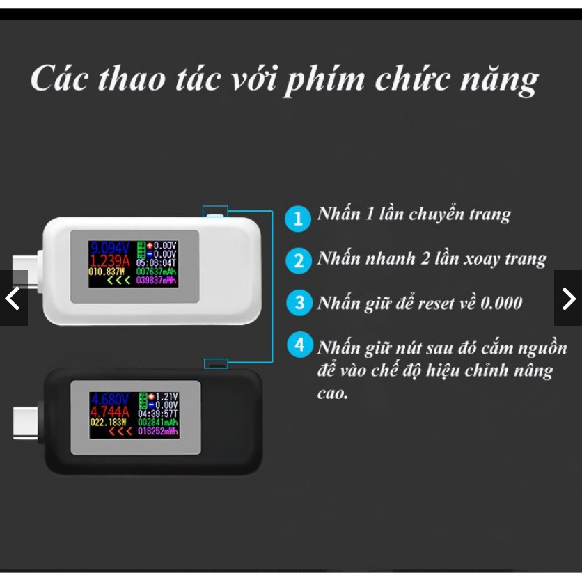 USB tester cổng Type C KWS-1902C đo dòng điện màn hình màu OLED