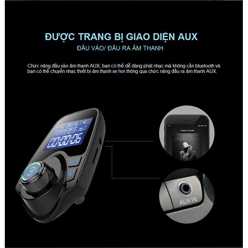 Máy Nghe Nhạc MP3, FM Không Dây Bluetooth Trên Ô TÔ Bằng Tẩu Sạc T10 - T10 Car Wireless MP3