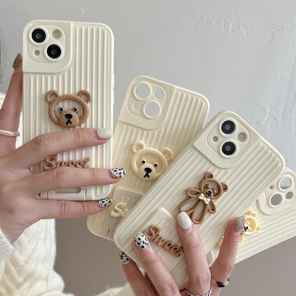 Ốp Điện Thoại Hình Gấu 3D Dễ Thương Cho iPhone 12 13 11 PRO MAX XR 11 12 PRO X XS MAX