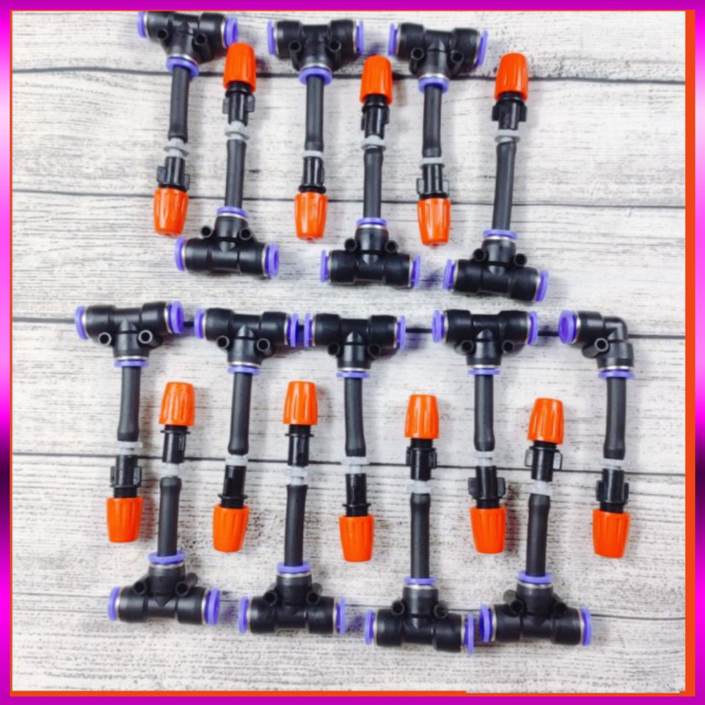 [GIÁ TỐT] 15 Béc phun sương 1 tia nhựa, kèm nối nhanh ống 8mm, dùng tưới cây, tưới lan