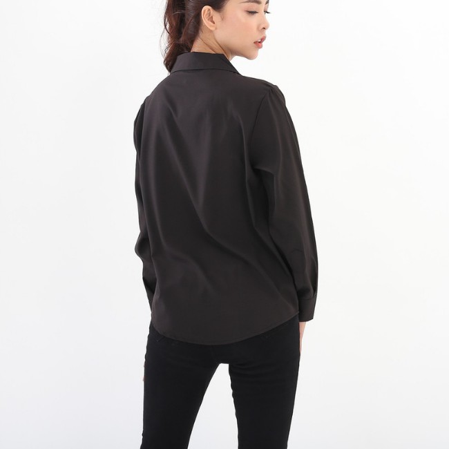 Áo sơ mi form rộng Unisex nam nữ tay dài Hàn Quốc kiểu Cổ Vest Cổ Ve khoác ngoài vải lụa mềm mịn SMV01 | BigBuy360 - bigbuy360.vn