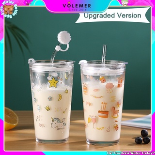 Bộ cốc uống nước kèm ống hút tiện dụng tổng cộng 7 món 450ml 