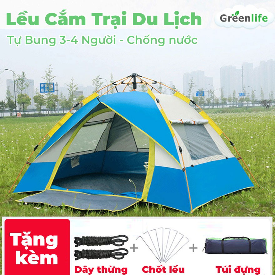 Lều cắm trại dã ngoại lều tự bung du lịch tự động 3-4 người, chống muỗi, chống nước, chống nắng cao cấp