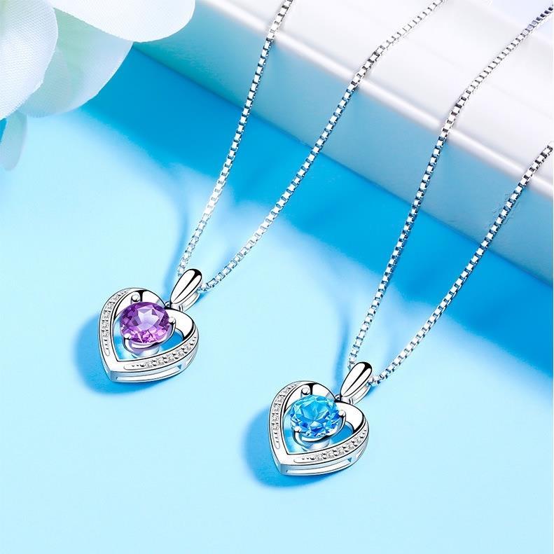 Vòng cổ bạc đính đá pha lê phong cách Hàn Quốc mới cho nữ