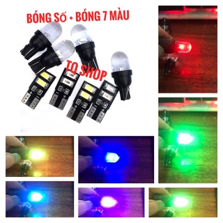 Bóng xin nhan 7 màu và một màu chân T10 lắp mọi dòng xe và lắp đồng hồ số wave dream sirius...