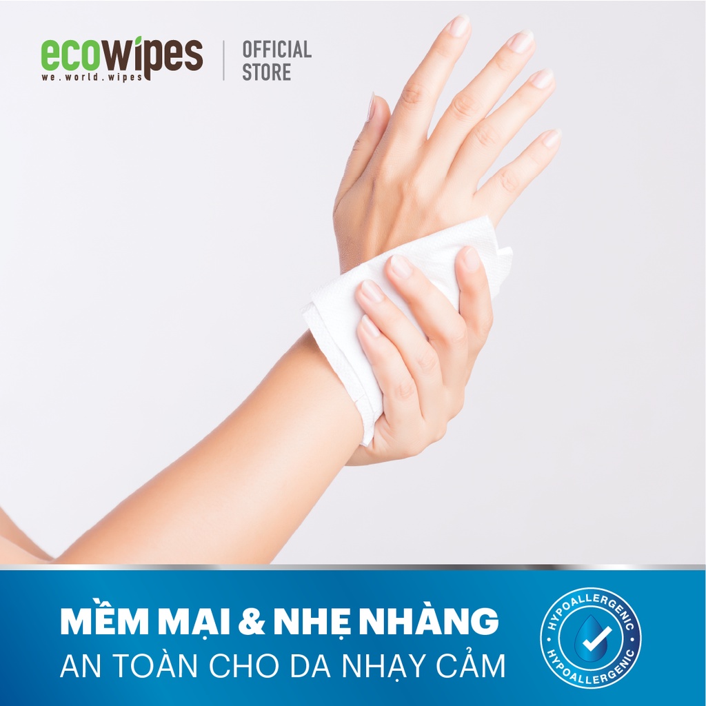 Combo 03 gói KHĂN ƯỚT DIỆT KHUẨN EcoWipes (60 tờ/ gói)