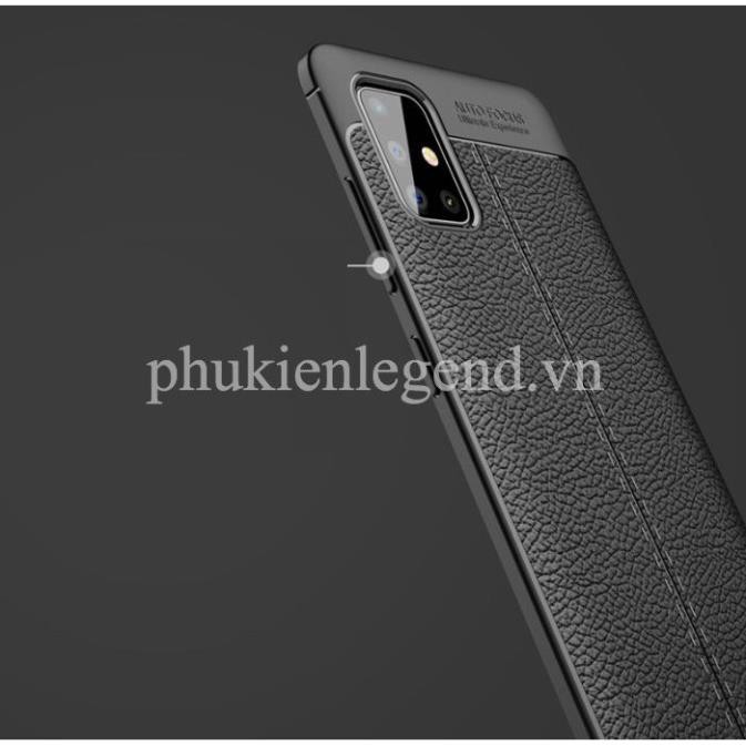Ốp lưng Samsung Galaxy A71 Vân da Auto Focus ( Đen )