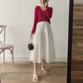 Chân váy đũi tơ lụa hàng QC các màu