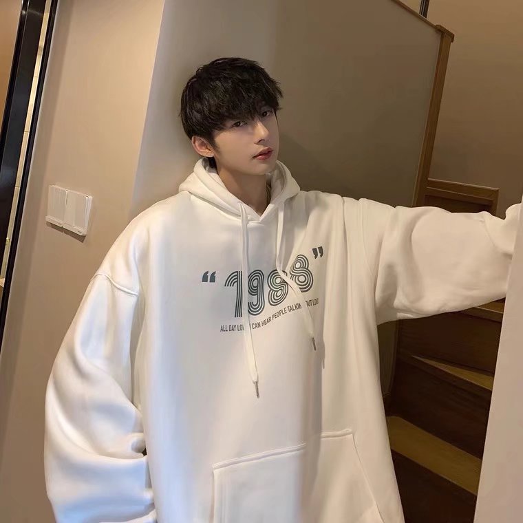 Áo hoodie Thể Thao Dáng Rộng Thoải Mái In Chữ Phong Cách Hàn Quốc Thời Trang Cho Nam Cỡ M-5XL