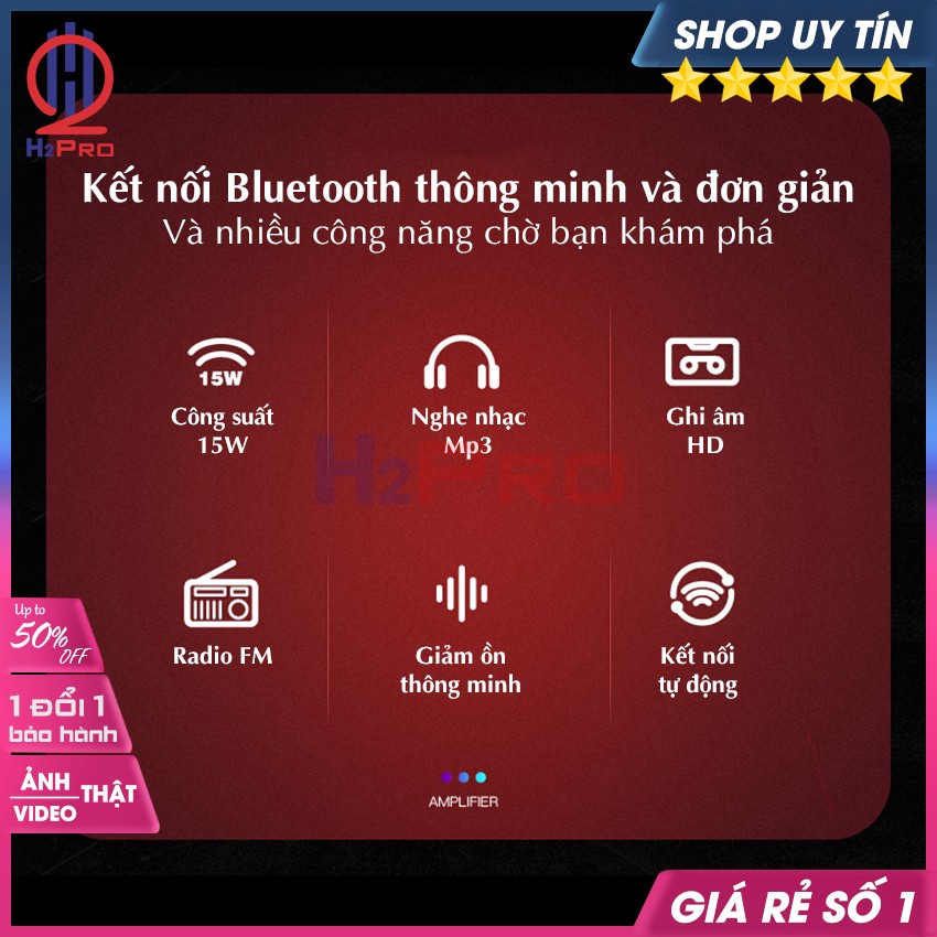 Máy Trợ Giảng Không Dây, Loa Trợ Giảng Aporo T9 Plus UHF 15W Cao Cấp, Bluetooth 5.0-Usb-Thẻ Nhớ-Đài Fm - H2Pro Audio