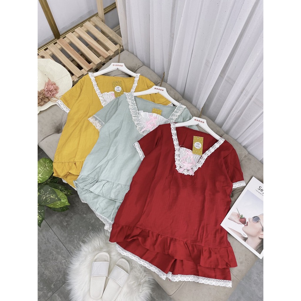 (Bộ quần áo) Set mặc ngủ chất đũi mát form rộng mặc thoải mái Hàng QCCC | BigBuy360 - bigbuy360.vn