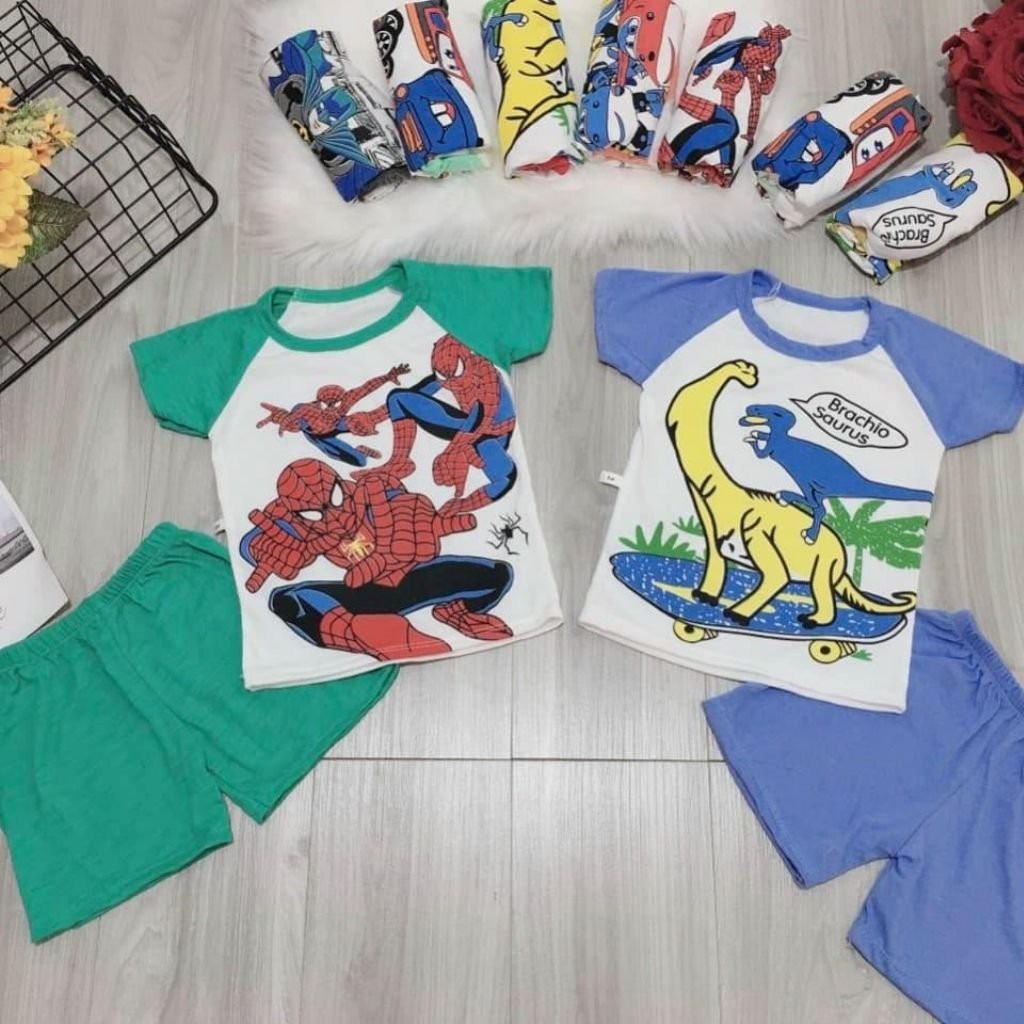 Bộ Đồ Mùa Hè CHo Bé Trai Họa Tiết In Hình Siêu Yêu BĐ014