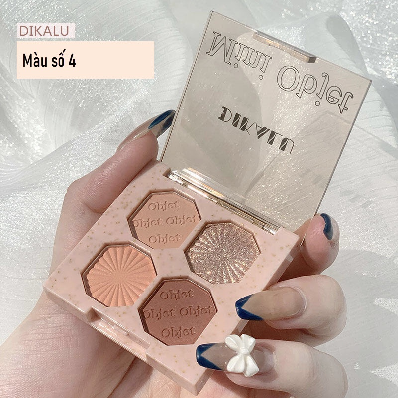 (Màu Trend) Phấn mắt 4 Ô Dikalu Mini Nội địa trung Màu Trà Sữa, Màu Đất! Dễ Dùng, Sáng Lấp Lánh