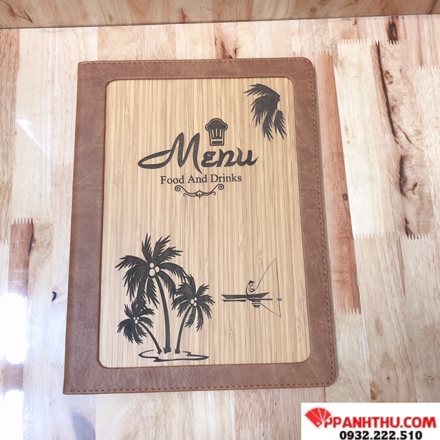 CUỐN MENU - QUYỂN MENU - BÌA MENU DA GỖ 10-20 LÁ 2332 A4 (KT 23x32cm)