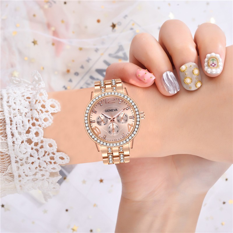 Đồng Hồ Đeo Tay Geneva Mạ Vàng Hồng Đính Đá Nhân Tạo Sang Trọng Cho Nữ | BigBuy360 - bigbuy360.vn