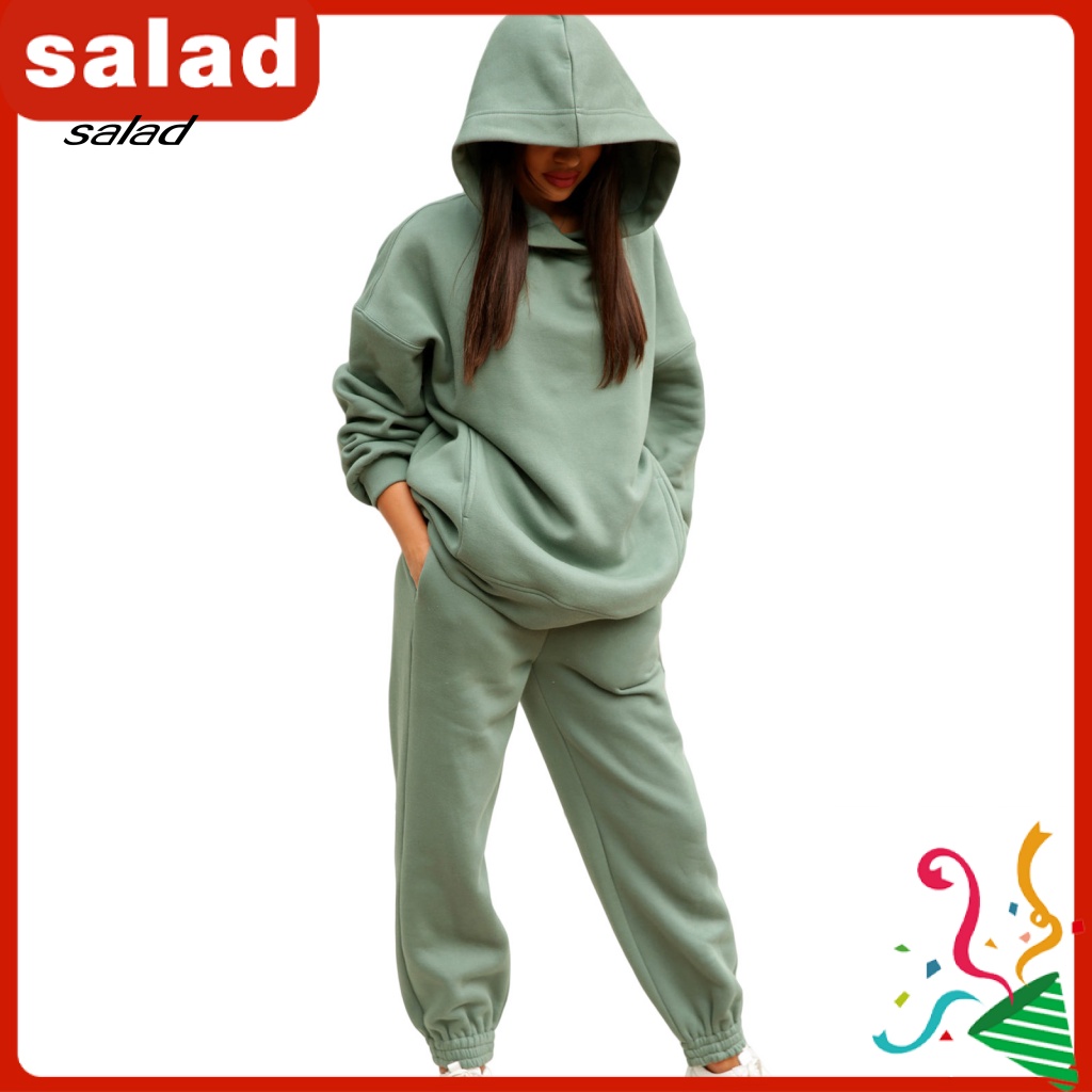 Set 2 Món Bộ Đồ Thể Thao Có Mũ Trùm Đầu Mùa Thu