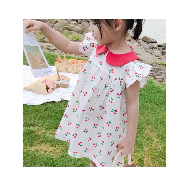 Váy đầm BABY SUP  cherry cho bé gái cân nặng 8-20KG
