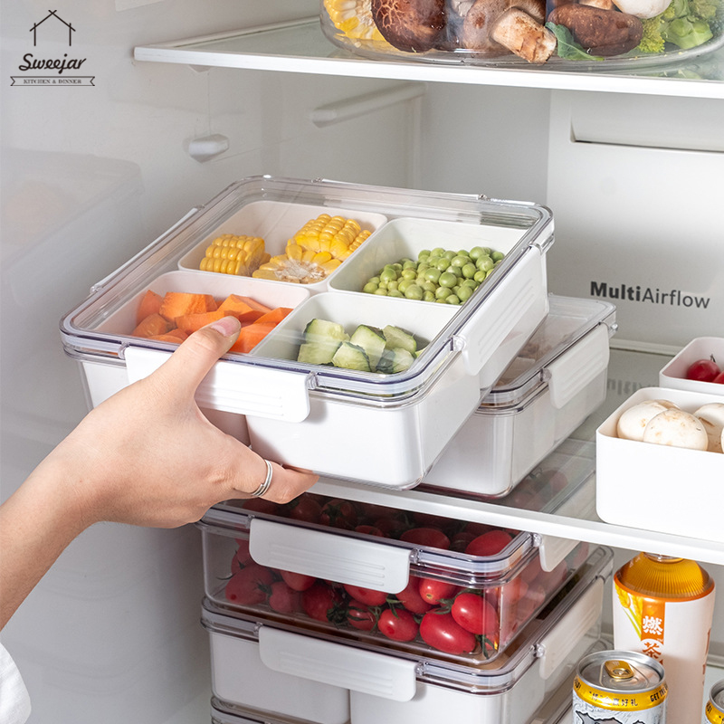 SWEEJAR Hộp đựng thức ăn  có 4 ngăn và nắp đậy có thể tháo rời tiện dụng cho gia đình
