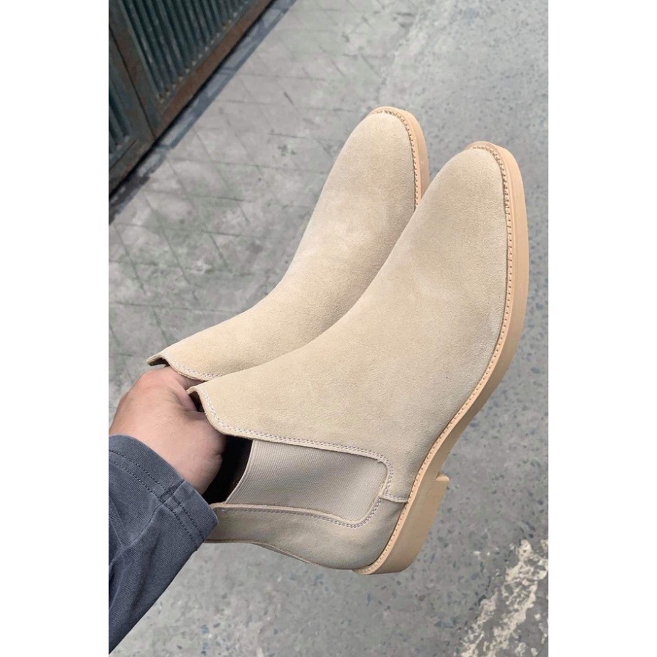 Chelsea boots cao cổ thời trang nam chất liệu da lộn đế độn 3.5cm màu tan | BigBuy360 - bigbuy360.vn