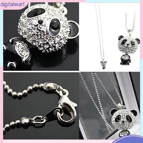 Dây chuyền dài phối mặt hình gấu trúc đính đá xinh xắn