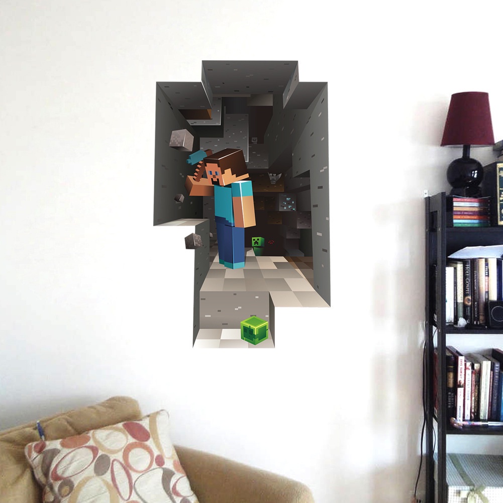 Giấy Dán Tường Họa Tiết Minecraft 3d Độc Đáo Trang Trí Phòng Ngủ / Phòng Khách / Tiệc Sinh Nhật Cho Bé Greet