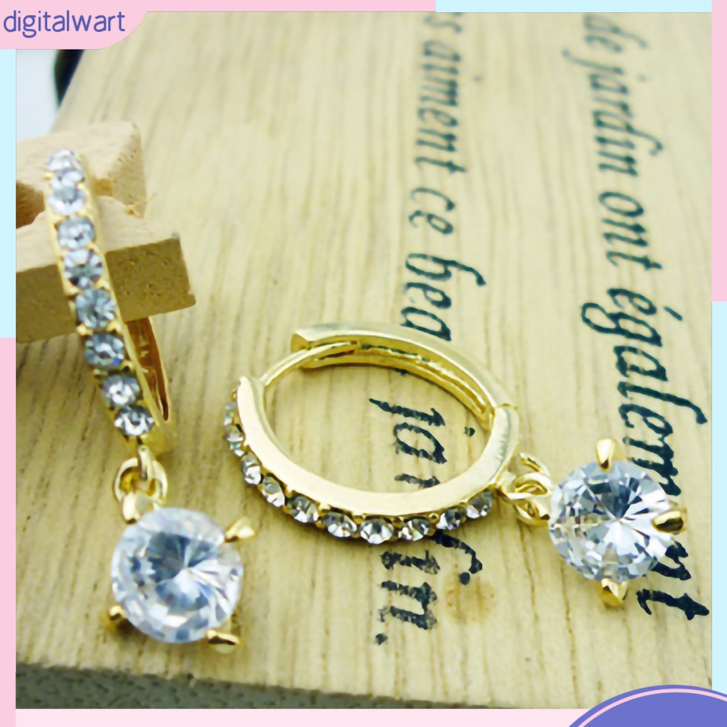 Cặp khuyên tai tròn đính đá zircon lấp lánh sang trọng cá tính dành cho nữ