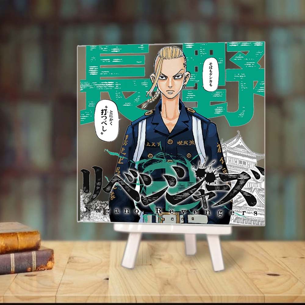 Tranh kính TOKYO REVENGERS Kịch Trường Của Takemichi anime chibi acrylic mica trong trưng bày góc học tập giá gỗ