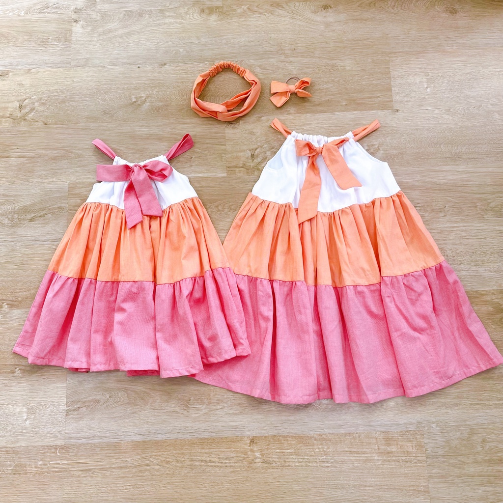 Đầm Đi Biển 3 Tầng Dáng Dài Nhiều Màu Sắc Cho Bé Gái Size 9kg - 46kg Sora Chan - M097,M098,M099