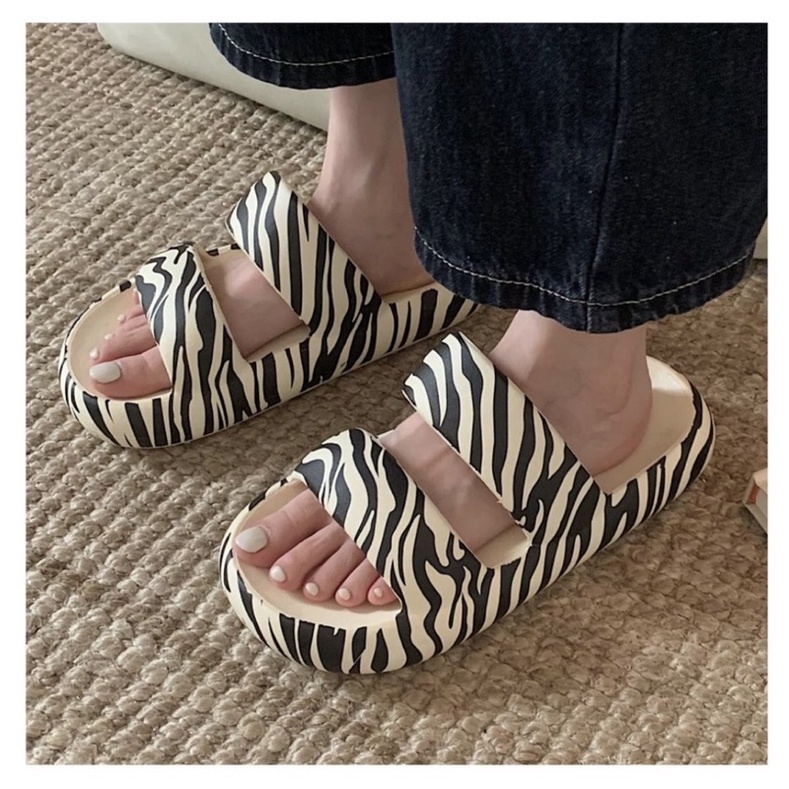 ( Sẵn 38_39) Dép Eva đế mềm in hình ngựa vằn phong cách Rap Hàn Quốc, T155