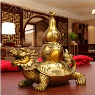 Tượng đồng long quy cõng hồ lô 11.5cm