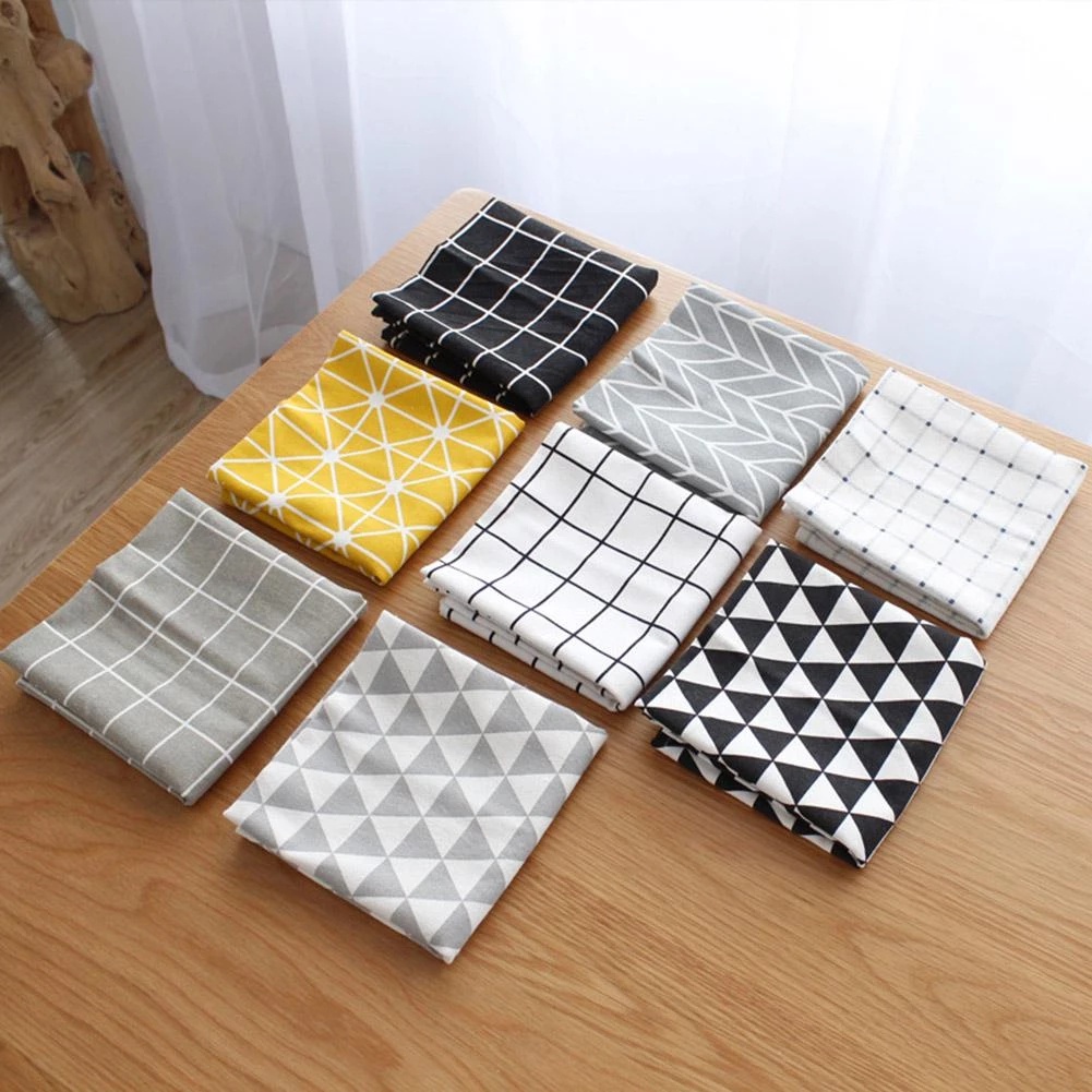 Khăn Trải Bàn Vải cotton Họa Tiết Kẻ Sọc Thời Trang Nhật Bản