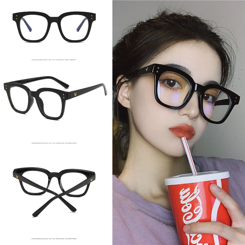 【kifli】Mắt kính gọng kim ​loại màu đen chống ánh sáng xanh phong cách Hàn Quốc cho nam và nữ