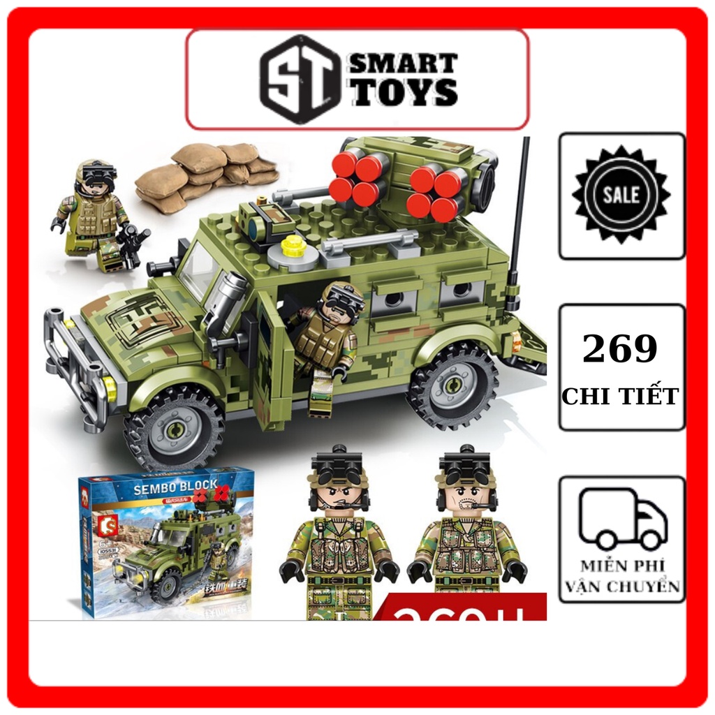 Lego quân đội, xếp hình lego xe quân đội cho bé Smart Toy