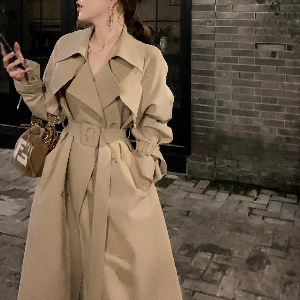 Mới Áo Khoác Kaki Dáng Dài Qua Gối Thời Trang Cao Cấp Cho Nữ