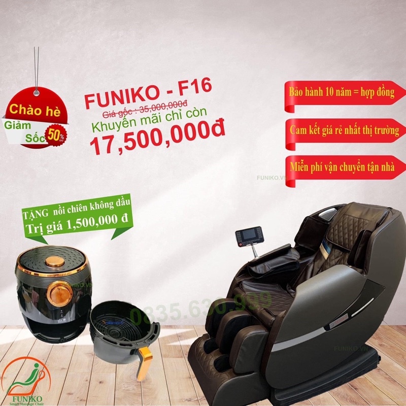 [Mua ghế tặng NCKD] Ghế Massage 2D Funiko F16 ♥️FREESHIP♥️ Ghế Mát xa thư giãn món quà vàng cho sức khỏe