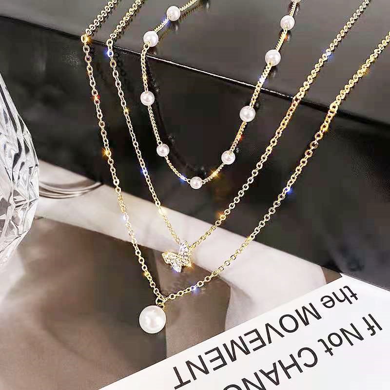 Vòng cổ Sợi Xích Phối Ngọc Trai Thời Trang Quyến Rũ Cao Cấp Cho Nữ