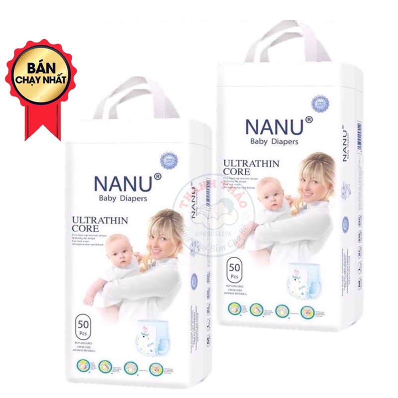 Bỉm dán/quần NANU BABY S100/M100/L100/XL100/XXL100/XXXL100 nội địa Trung Quốc