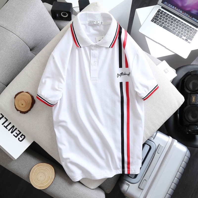 Áo Polo nam cổ bẻ tay ngắn phối logo thêu LV form ôm dáng chuẩn chất vải thun lạnh cotton thoáng mát | BigBuy360 - bigbuy360.vn