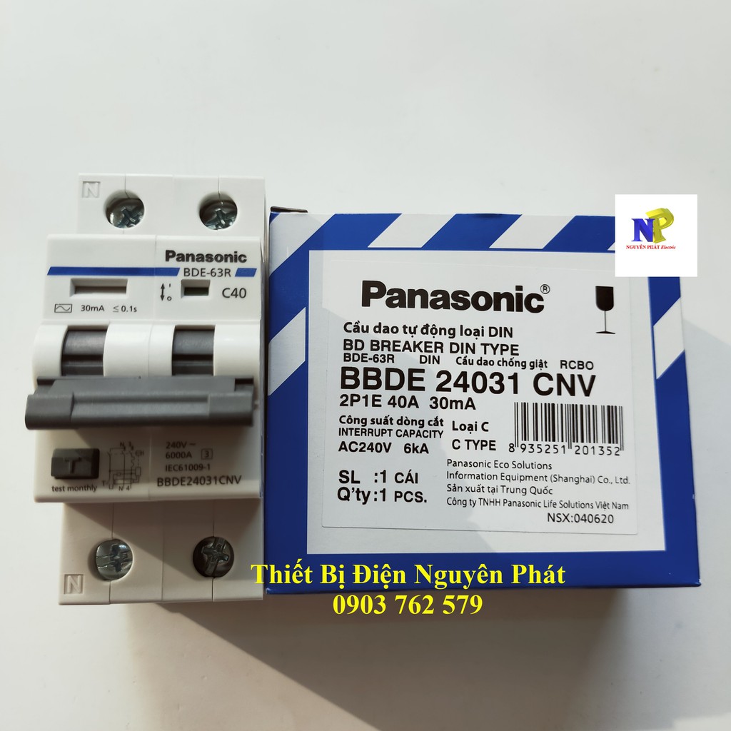 [PANASONIC] Cầu Dao Chống Giật RCBO Bảo Vệ Quá Tải, Ngắt Mạch, Chống Rò